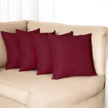 Set of Four 22" Red Throw Pillow Covers