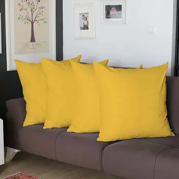 Set of Four 22" Yellow Decorative Throw Pillow Covers