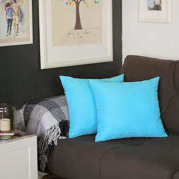 Set Of Two 20" X 20" Sky Blue Polyester Zippered Pillow