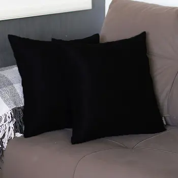 Set Of Two 20" X 20" Black Polyester Zippered Pillow