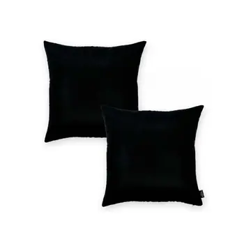 Set Of Two 20" X 20" Black Polyester Zippered Pillow