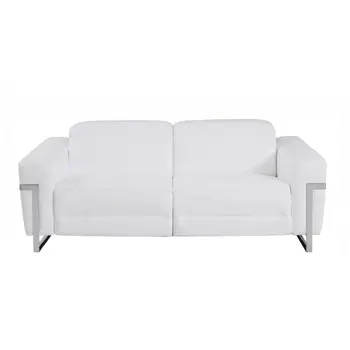 Two Piece White Italian Leather Five Person Seating Set