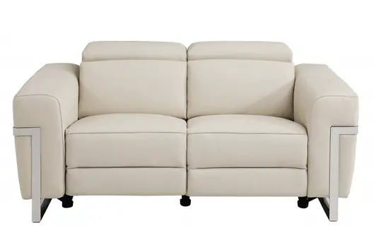 Two Piece Indoor Beige Italian Leather Five Person Seating Set
