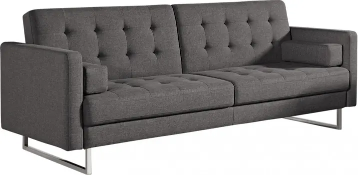 87" Gray Sleeper Sofa With Silver Legs