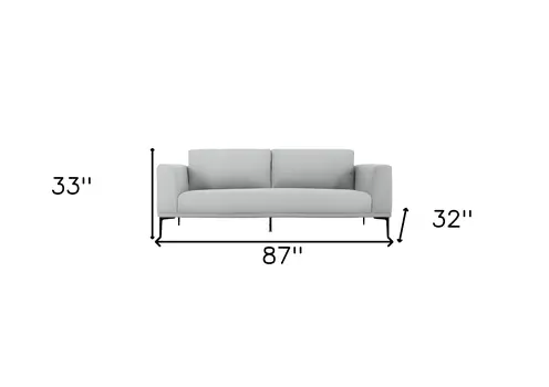 87" Light Gray Sofa With Black Legs