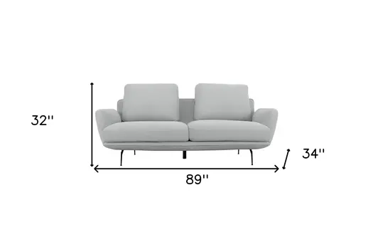 89" Light Gray Sofa With Black Legs