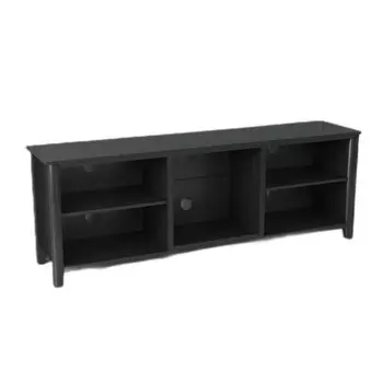 70" Black Open Shelving TV Stand With Bookcase