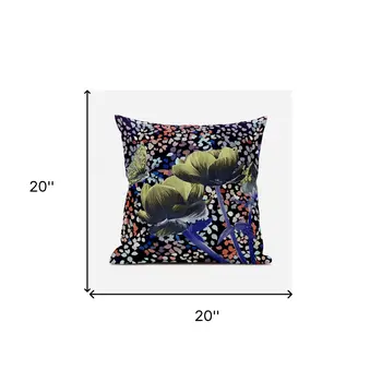5" Green and Yellow Butterfly Floral Broadcloth Throw Pillow