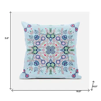 16" X 16" Blue and Green Broadcloth Paisley Zippered Pillow