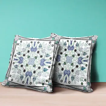 18" X 18" Gray and White Broadcloth Paisley Zippered Pillow