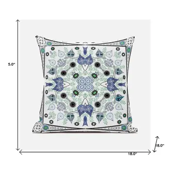 18" X 18" Gray and White Broadcloth Paisley Zippered Pillow