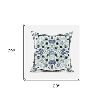 20" X 20" Gray and White Broadcloth Paisley Zippered Pillow
