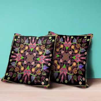 18" X 18" Black and Pink Broadcloth Paisley Zippered Pillow