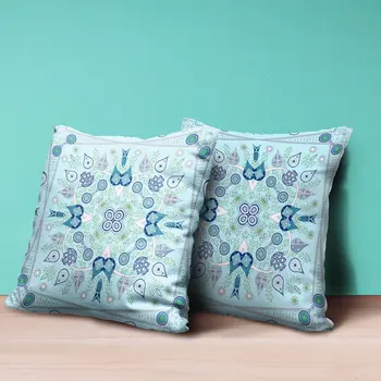 28" X 28" Light White Blown Seam Floral Indoor Outdoor Throw Pillow