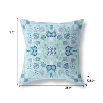 28" X 28" Light White Blown Seam Floral Indoor Outdoor Throw Pillow