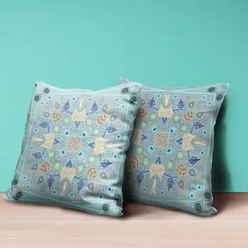 28" X 28" Light Yellow Blown Seam Floral Indoor Outdoor Throw Pillow