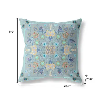 28" X 28" Light Yellow Blown Seam Floral Indoor Outdoor Throw Pillow