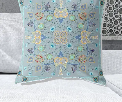 28" X 28" Light Yellow Blown Seam Floral Indoor Outdoor Throw Pillow