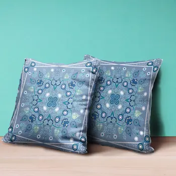 18" X 18" Muted White Blown Seam Floral Indoor Outdoor Throw Pillow