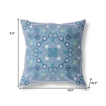 18" X 18" Muted White Blown Seam Floral Indoor Outdoor Throw Pillow