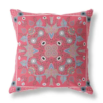 16" x 16" Red Blown Seam Paisley Indoor Outdoor Throw Pillow