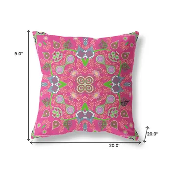 20" x 20" Hot Pink Blown Seam Paisley Indoor Outdoor Throw Pillow