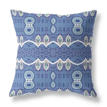 28" X 28" Muted White Blown Seam Paisley Indoor Outdoor Throw Pillow