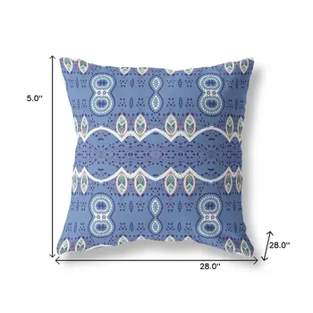 28" X 28" Muted White Blown Seam Paisley Indoor Outdoor Throw Pillow