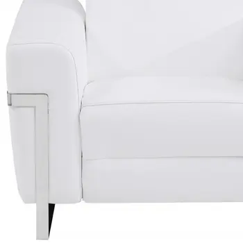41" White Italian Leather Power Recliner Chair