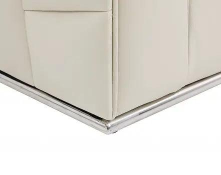 Beige Italian Leather Reclining L Shaped Two Piece Corner Sectional