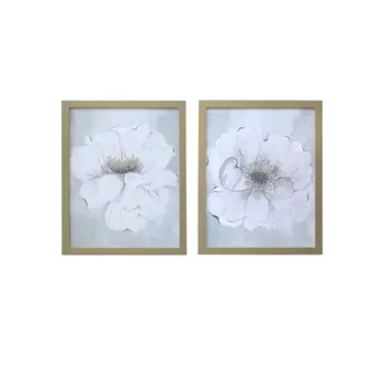 Set of Two White Rose Gold Picture Frame Painting Wall Art