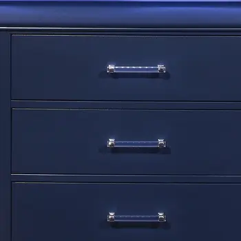 16" Blue Solid Wood Five Drawer Chest With LED Lighting