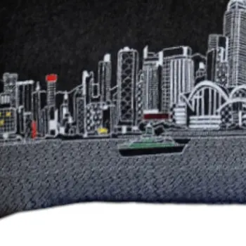 14" X 45" Black Gray and White Hometown Pride Wool Lumbar Throw Pillow