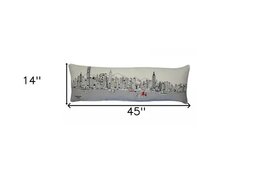 14" X 45" Cream Hometown Pride Wool Lumbar Throw Pillow