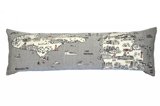 46" White Michigan Daylight Skyline Lumbar Decorative Pillow
