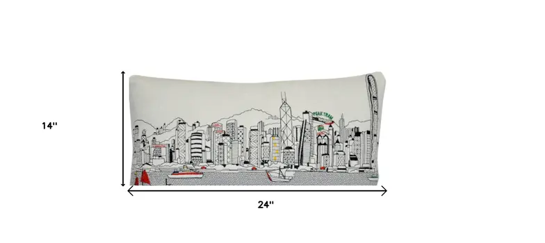 14" X 24" Cream Hometown Pride Wool Lumbar Throw Pillow