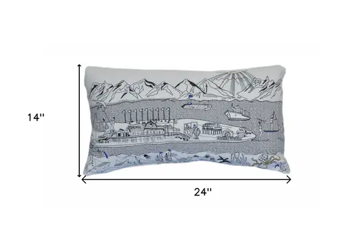 14" X 24" Cream Hometown Pride Wool Lumbar Throw Pillow