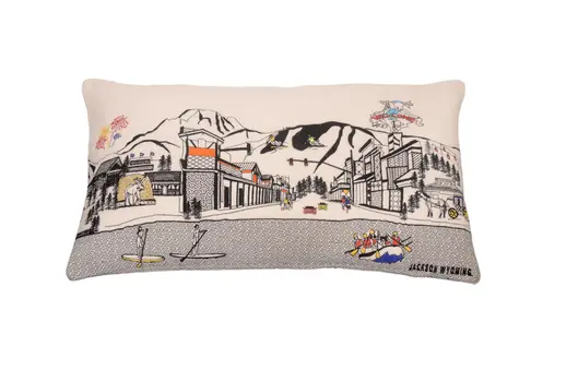 25" White Jackson Daylight Skyline Lumbar Decorative Pillow