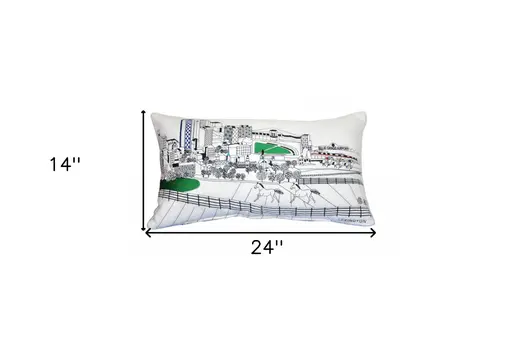 14" X 24" Cream Hometown Pride Wool Lumbar Throw Pillow