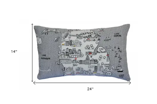 14" X 24" Cream Hometown Pride Wool Lumbar Throw Pillow