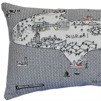 14" X 24" Cream Hometown Pride Wool Lumbar Throw Pillow