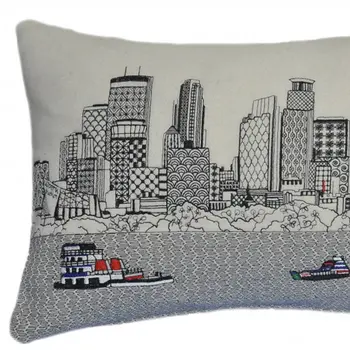 14" X 24" Cream Hometown Pride Wool Lumbar Throw Pillow