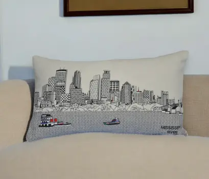 14" X 24" Cream Hometown Pride Wool Lumbar Throw Pillow