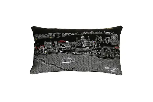 14" X 24" Black Gray and White Hometown Pride Wool Lumbar Throw Pillow