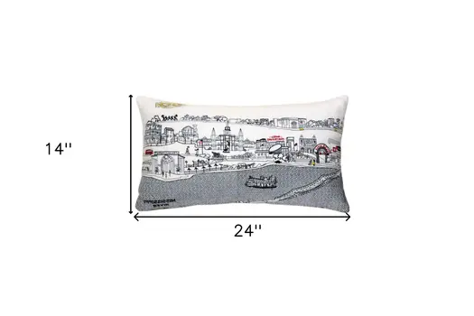 14" X 24" Cream Hometown Pride Wool Lumbar Throw Pillow