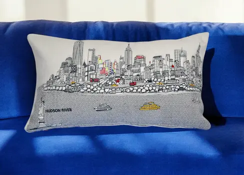 14" X 24" Cream Hometown Pride Wool Lumbar Throw Pillow