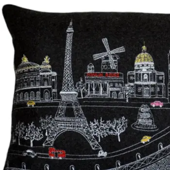 14" X 24" Black Gray and White Hometown Pride Wool Lumbar Throw Pillow