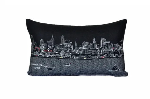14" X 24" Black Gray and White Hometown Pride Wool Lumbar Throw Pillow