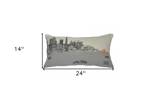 14" X 24" Cream Hometown Pride Wool Lumbar Throw Pillow