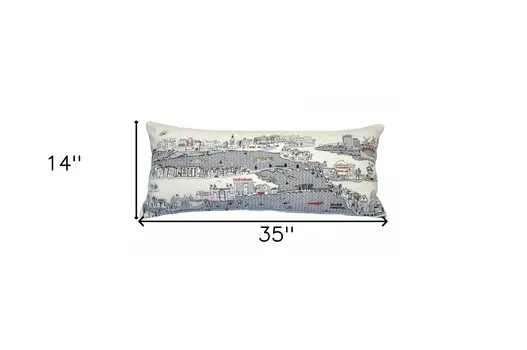 14" X 35" Cream Hometown Pride Wool Lumbar Throw Pillow